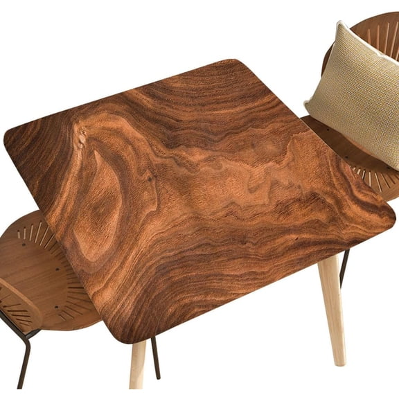 Spandex Stretch Square Table Covers Walnut Wood Texture Extra Long Walnut Wood Plank Texture BackgroundSuit for 36"x36" Square Table, Table Topper Cap for Dining Kitchen Home Party