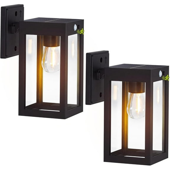 2 Pack Solar Porch Lights Outdoor,Solar Wall Lights with 3 Lighting Modes&Motion Sensor, Dusk to Dawn Sconce Lights Wall Mount,Exterior Wall Lantern Light Fixture for House, Garage,Patio,Shed
