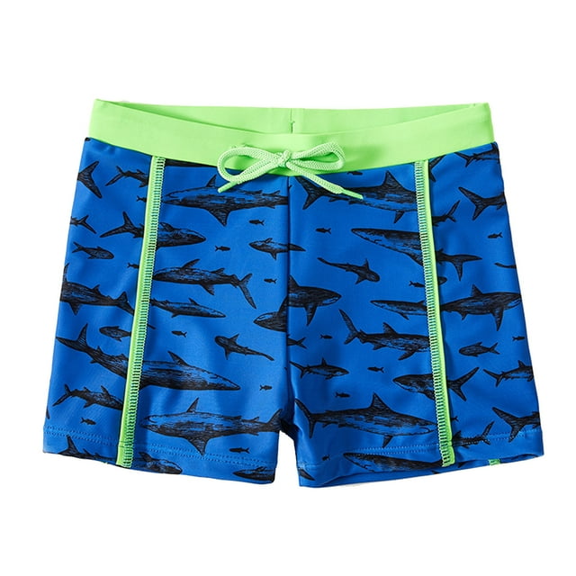 Hiiyo Little Boys Swim Trunks Shark Prints Quick Dry Board Shorts with Compression Liner