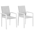 thumbnail image 1 of Set of 2 Stackable Outdoor Garden Chairs, Rust-Resistant Steel Frame with Breathable Texteline Fabric, Armrests, 22x22.8x35in, Light Grey, for Patio, Balcony and Terrace, 1 of 7