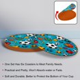 thumbnail image 4 of Football 6PCS Round Coasters Set, Microfiber Leather Drink Coasters, 11x11 cm/4.3x4.3 in, 4 of 6