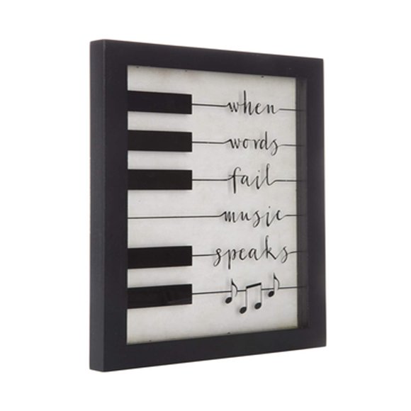 Wisechoice Citations Musicales Décoration Murale avec "When Words Fail", 10 Pouces L x 8 Pouces L