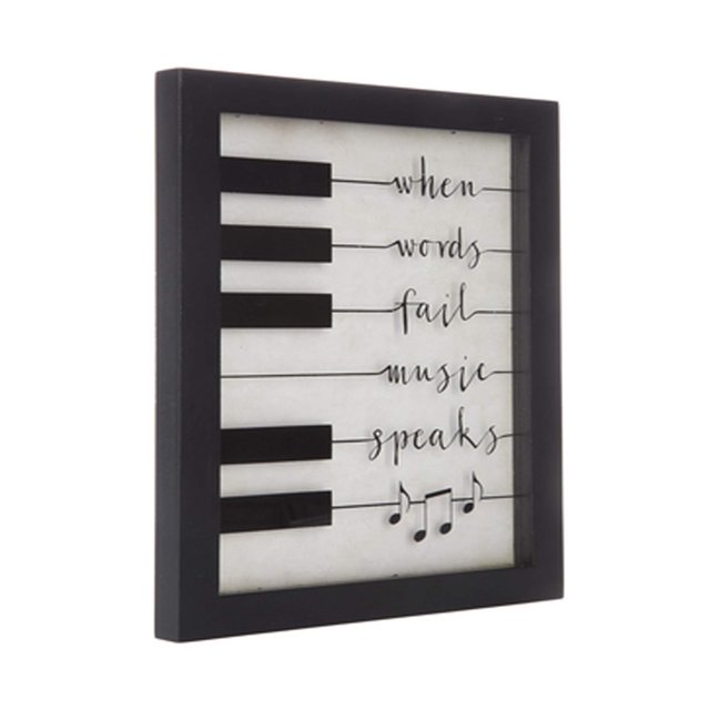 Wisechoice Musical Quotes Wall Decor with When Words Fail Music Speaks Words Engraved, 10 Inch L x 8 Inch W