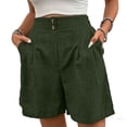thumbnail image 3 of Costeam Womens Solid Color Elastic Waist Straight Leg Bermuda Shorts Soft Wrinkle Resistant Fabric Mid Rise Relaxed Fit Mid Knee Length Casual Everyday Wear Short Bottoms, 3 of 7