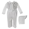 thumbnail image 1 of Ensemble de Baptême Garçon Poly Gabardine 3 Pcs, Blanc, 9-12 Mois, 1 of 3