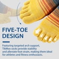 thumbnail image 2 of likloks 6 Pairs Cotton 5 Toe Socks for Men & Women, Breathable Moisture Wicking Low Cut Striped Athletic Socks for Running, Cycling & Sports Medium, 2 of 6