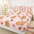 thumbnail image 4 of Erosebridal Capybara Kids Queen Sheet Sets, Cartoon Flower Leaf Bed Set, 4-Piece, 4 of 5