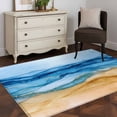 thumbnail image 4 of Abstract Waves Washable Area Rugs 3'x5', Beach Blue Ocean Oil Painting Style Low Pile Throw Living Room Rug Non-Slip Sturdy Edge Binding Carpet for Indoor Entryway Bedside Kitchen, 4 of 9