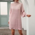 thumbnail image 2 of NARABB Women's Sweater Dress Knit Fold Solid Dress Shoulder Short Sleeve Dress, 2 of 7
