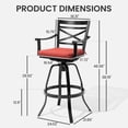 thumbnail image 4 of Crestlive Products Cast Aluminum Outdoor Swivel Bar Stools Set of 2, Heavy Duty Patio Bar Height Chairs with Sunbrella Cushions, All-Weather Outdoor Bar Chairs (Red), 4 of 9
