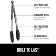 thumbnail image 3 of GORILLA GRIP Set of 2 Stainless Steel Heat-Resistant Kitchen Tongs, 7 and 12 Inch, Black, 3 of 10