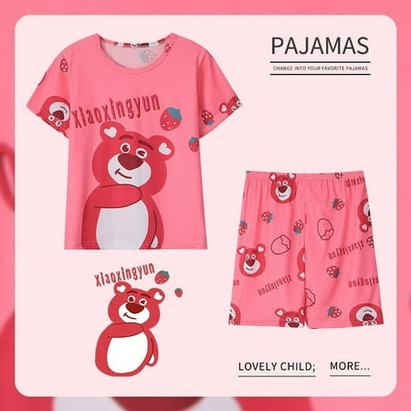 

Sanrios Anime Kawaii Printed Children s Summer Pajama Set Cartoon Cinnamoroll Kuromi Hellokittys Short Sleeved Shorts Home Wear