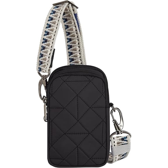 Travelon Boho Anti-Theft 2 Compartment Phone Crossbody, Black