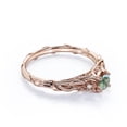 thumbnail image 3 of JeenMata Past Present Future Floral Bezel 0.5 Carat Round Cut Natural Transparent Moss Green Agate and Moissanite Vine Engagement Ring in 18K Rose Gold Plating over Silver, 3 of 7