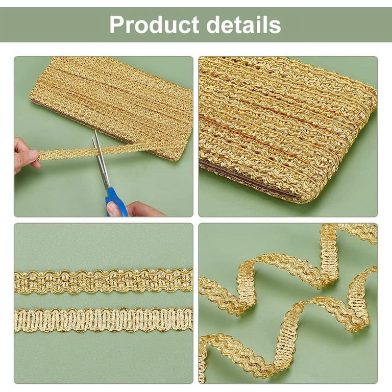 GORGECRAFT 15 Yards Metallic Lace Trim – Sequined Embroidered Ribbon For Sewing & Craft Decor