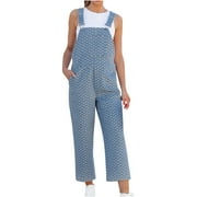 REORIAFEE Jumpsuits for Women Denim Square Collar Sleeveless Jumpsuit Solid Color Suspenders Womens Jumpsuits Sexy Love Pants Sexy Denim Jumpsuit Womens Jumpsuits Dressy Summer Blue XL