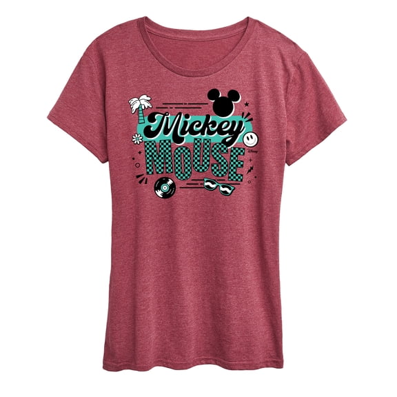 Disney - Mickey & Friends - Mickey Outline - Retro Music Icons - Women's Short Sleeve Graphic T-Shirt