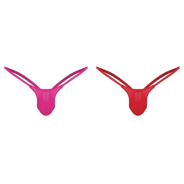 Lot de 2 (Rouge 1 Pce et Rose Vif 1 Pce) Multipack de la Saint-Valentin Dos Hommes Longues Robes pour Femmes Robe Culottes String Ouvertes sous-Vêtements Taille Basse sous-Vêtements
