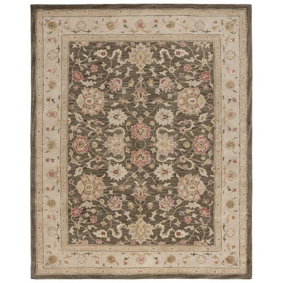 SAFAVIEH Antiquity Driskoll Traditional Floral Wool Area Rug, Olive Grey/Beige, 7'6" x 9'6"