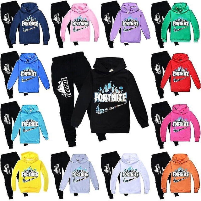 Conjunto de chándal informal Fortnite para niños para niños Sudadera con capucha Jumper Top + pantalones Trajes Ropa deportiva