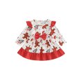 thumbnail image 1 of Nituyy Robe de Noël pour Filles, Robe à Manches Longues Col Rond Imprimé Gingerbread Man Patchwork Nœud Robe Trapèze, 1 of 6