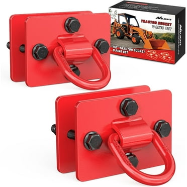 Nilight 2Pcs 1/2" D Rings for Trailers Heavy Duty Trailer Tie Down Rings, Grade 70 Forged Steel Bolt-On Grab with Back Plates for Tractor Bucket RV UTV Truck MBS 12000 lbs, Red