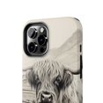 thumbnail image 5 of Cute Highland Cow iPhone Cases, Western Charcoal-Sketched Cow Phone Cases, Cow Print, Cottagecore Phone Case, iPhone 13, iPhone 7-14, Farm, 5 of 6