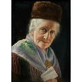 thumbnail image 2 of Carl Heuser 14x18 Gold Ornate Wood Frame and Double Matted Museum Art Print Titled - Portrait of an Old Lady with Fur Hat, 2 of 4