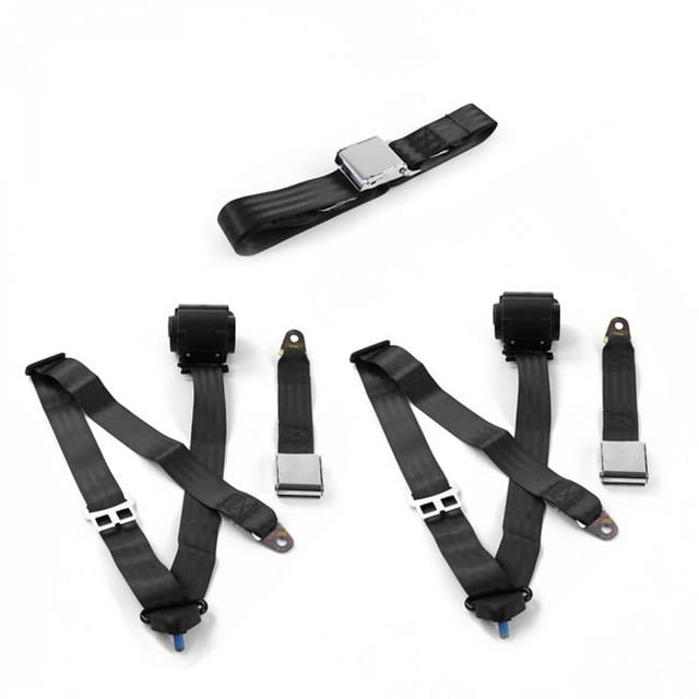 Jeep Wrangler-TJ 1997-2006 Avion 3 Points Noir Rétractable Ceinture de Sécurité Kit - 3 Ceintures