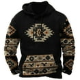 thumbnail image 2 of cllios Men's Western Aztec Pullover Sweatshirts Vintage Tribal Ethnic Print Patchwork Hoodie Pullover for Men Oversized Long Sleeve Hoodies Cowboy Hooded Sweatshirts Black 2XL, 2 of 3