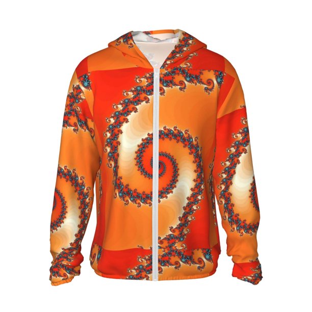 Balery Orange Rotating Sudadera ligera de manga larga con capucha y protección solar UPF 50+ para hombre y mujer, ideal para pesca y running-3X-Large