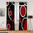 thumbnail image 2 of Black Red Kitchen Curtains 84 Inch Length, White Circle Geometric Abstract Texture Grommet Top Bedroom Living Room Curtains, Light Filtering Cafe Curtain Drapes 2 Panels Set 84''x84'', 2 of 9