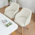 thumbnail image 4 of WOOW DEPOT Swivel Dining Chairs Set of 4, Upholstered with Arms & Wood Legs, Modern Linen Fabric Side Chairs for Kitchen Living Room Office, Beige, 4 of 11