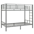 thumbnail image 2 of Grey Twin Bunk Bed Square Tube High Guardrail Side Ladder Opening Iron Bed, 2 of 12
