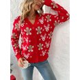thumbnail image 5 of Suéter navideño para mujer, tipo cárdigan, de manga larga, con cuello en V, abotonado, con estampado de alce y hombre de jengibre, prenda de punto, 5 of 5