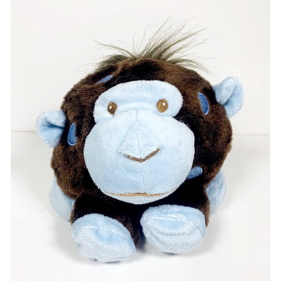Blue Monkey Dog Toy - Squeaky Pet Toy - 6" x 6" x 6" - Sky Blue/Brown
