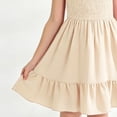 thumbnail image 6 of xfsWaSs Girls Dresses Summer Elegant Square Neck Ruffle Sleeve Smocked Dress Solid Color Flowy A-Line Sundress Kids Casual Midi Dresses 2-3 Years, 6 of 6