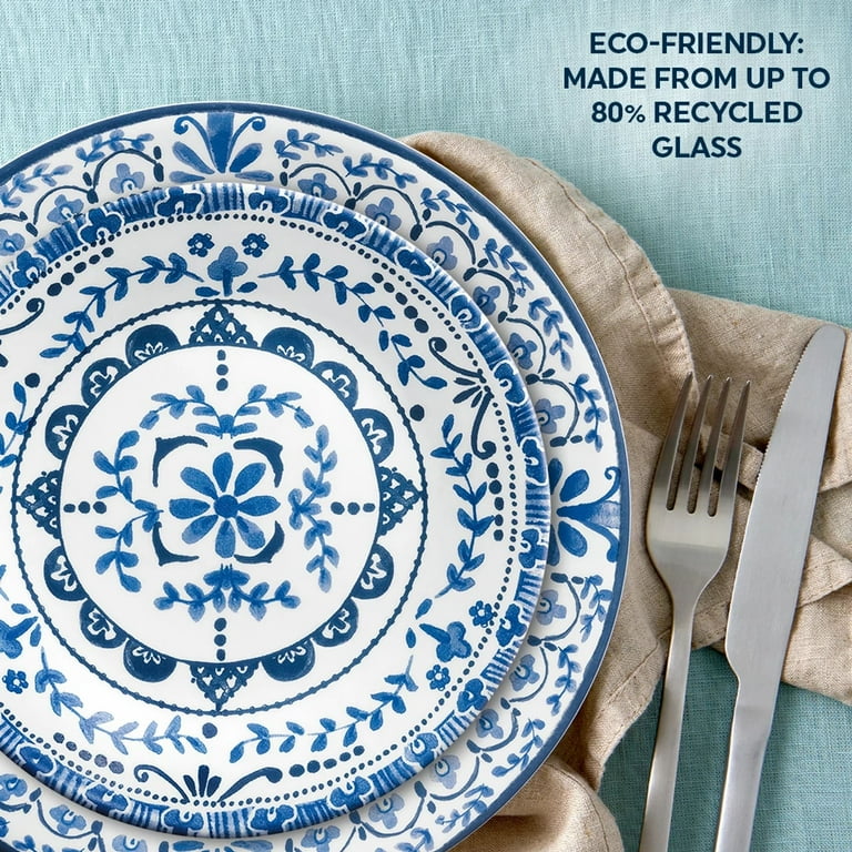 Corelle Dinnerware Set, 16-Piece, Durable Vitrelle Glass, Tile
