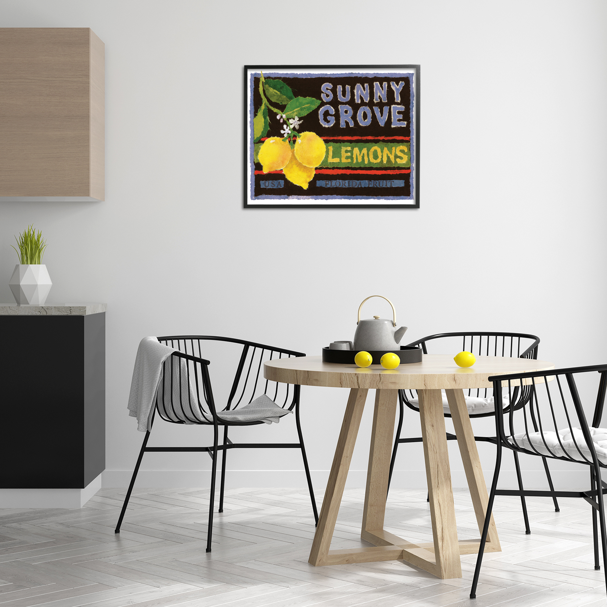 Stupell Industries Sunny Grove Lemons Food & Beverage Painting Black Framed Art Print Wall Art, 30 x 24