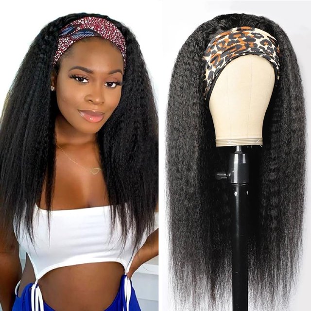 Peluca con diadema TNICE Kinky Straight, 45 cm, 180% de densidad, negra para mujer
