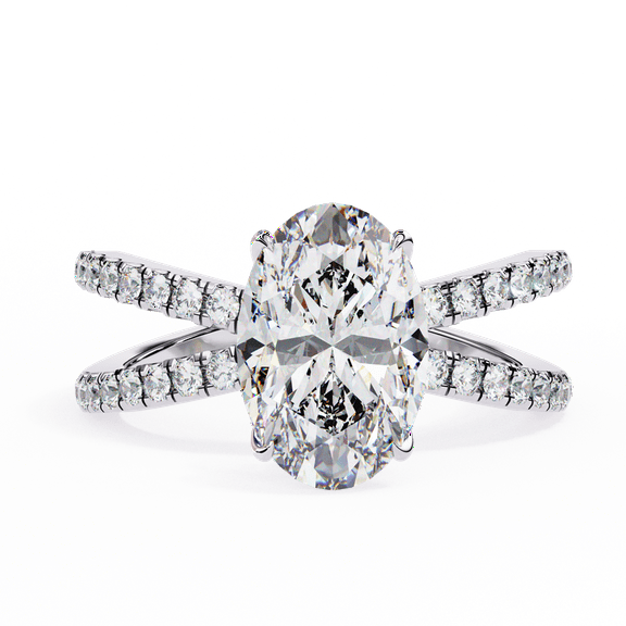 Oval Diamond Engagement Ring, Lab Grown Diamond Ring, Solitaire With Accents Wedding Ring, Oval Cut Engagement Promise Ring For Women