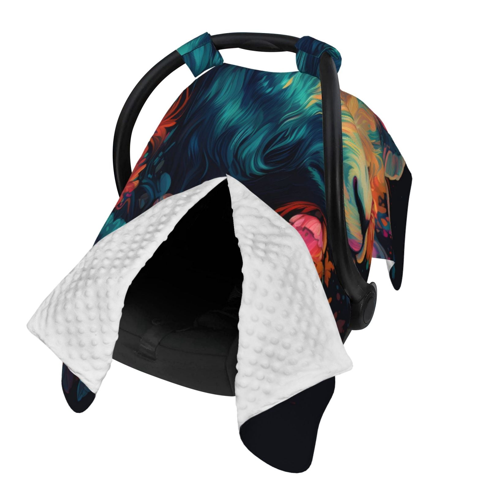 Naloa Colorful Flower Goat Baby Car Seat Cover, Breathable Baby Carrier Cover, Multiuse Baby Carrier Cover & Nursing Breastfeeding Cover