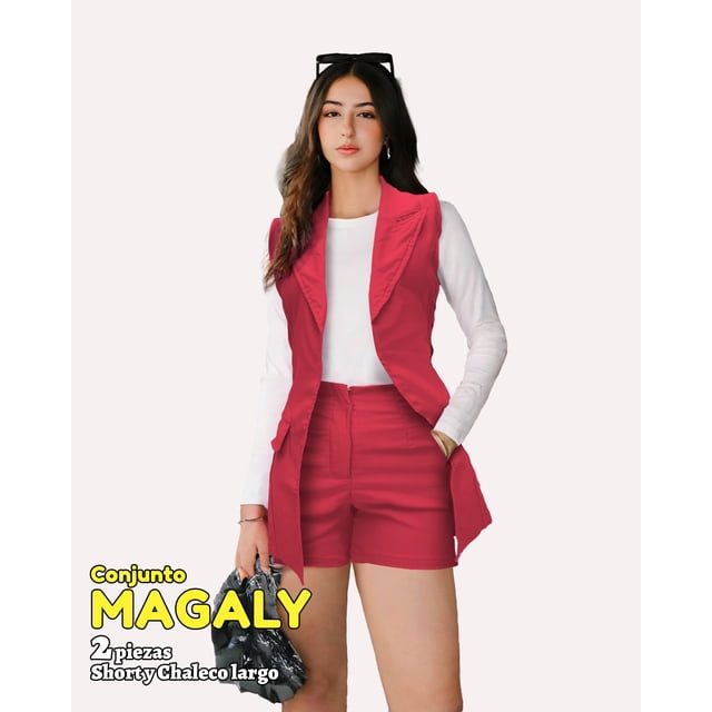 CONJUNTO SHORT Y CHALECO LARGO RojoGrande