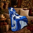 thumbnail image 3 of Swirling Blue Ocean Waves Digital Print, Mystical Fantasy Scene, Warm Flannel Blanket for Beach House and Reading Nook, Beach Lovers Valentine's Day Gift, Fantasy Home Decor, 3 of 9
