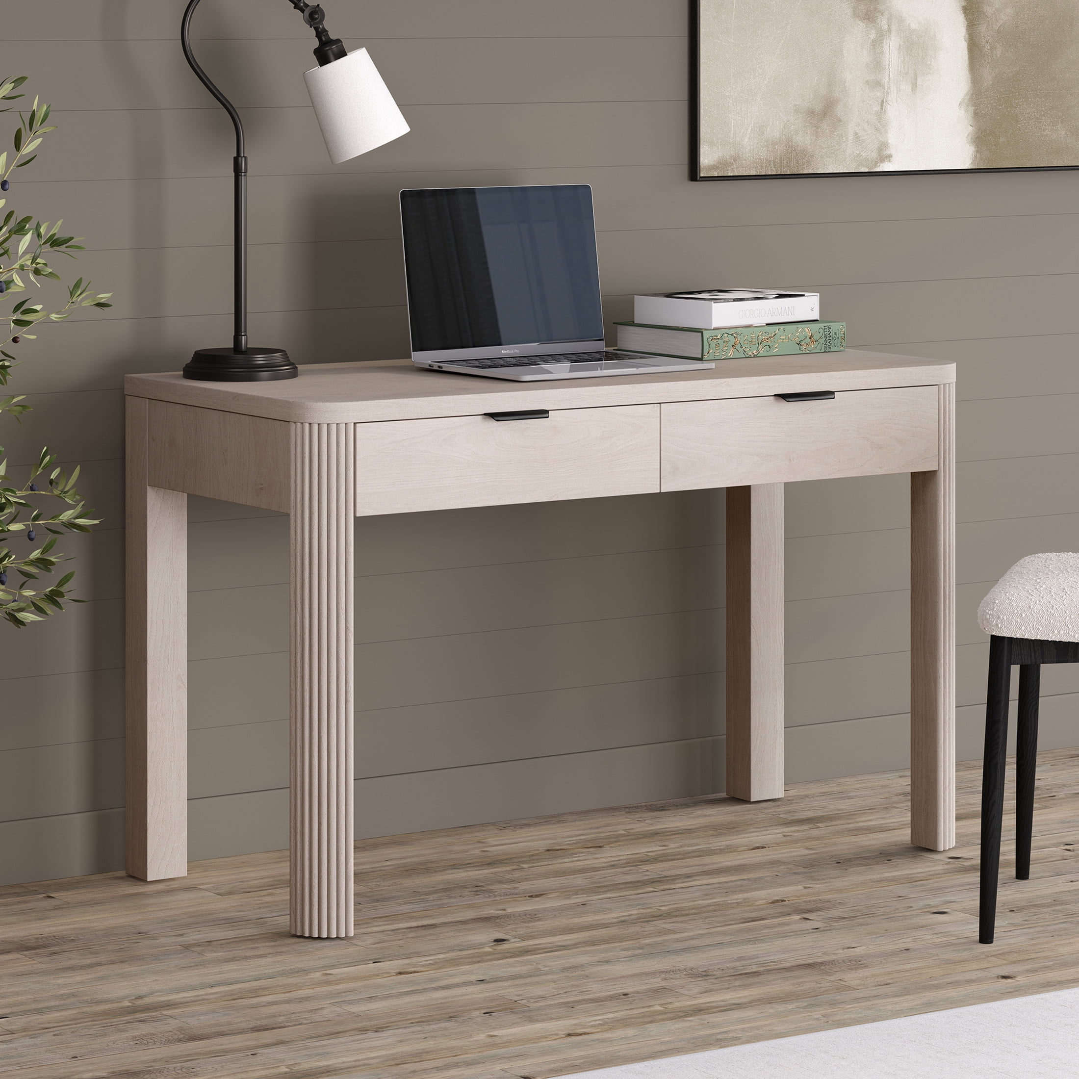 Evelyn&Zoe Modern/Contemporary 48" Wide Alder White Home Office