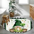thumbnail image 4 of Saint Patrick's Day Washable Area Rug&nbsp;3 ft Green Fourleaf Grass Gnomes Black Plaid Soft Round&nbsp;Rugs for Living Room, Non Slip Carpet for Bedroom&nbsp;Entryway Dining Room, 4 of 9