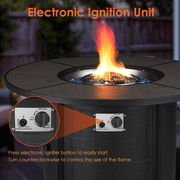 GARTIO 42 Round Propane Fire Pit Table 50,000 BTU Steel Gas Fire Pit with Removable Lid, Cover and Blue Glass Rocks, Outdoor Fireplace Set