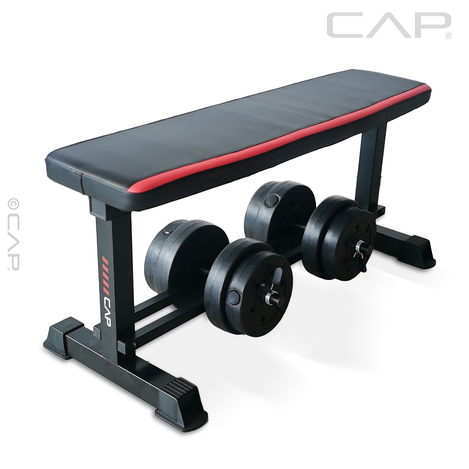 CAP Flat Weight Bench & 50 lb Adjustable Vinyl Dumbbell Set Combo - image 2 of 5