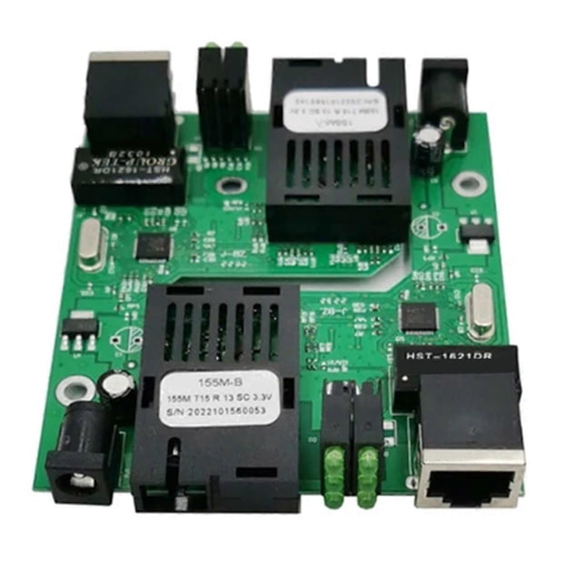 PCBA Fast Ethernet Fiber Media Transceiver Converter Switch Half Board SC 10/100M Fiber Switch Htb3100 EU Plug