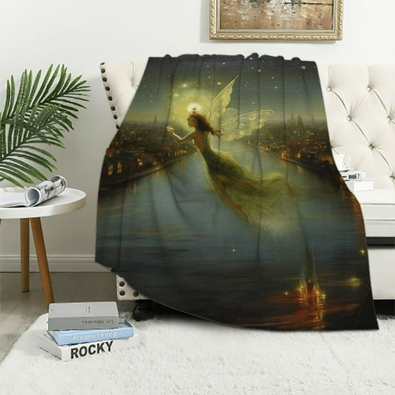 Pratyus Fairy Cityscape Cozy Throw Blanket for Bedroom Living Rooms Sofa Couch All Seasons Flannel Material Blanket 40x50in